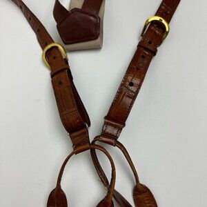 TORINO Croc Embossed Leather Button On Braces Suspenders